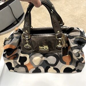 Coach Madison Graphic Op Art C Orange Black Grey Purse